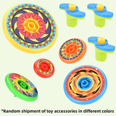 Colorful 5 Layer Stackable Spinning Tops Toy with Launchers - Fun Battle Game