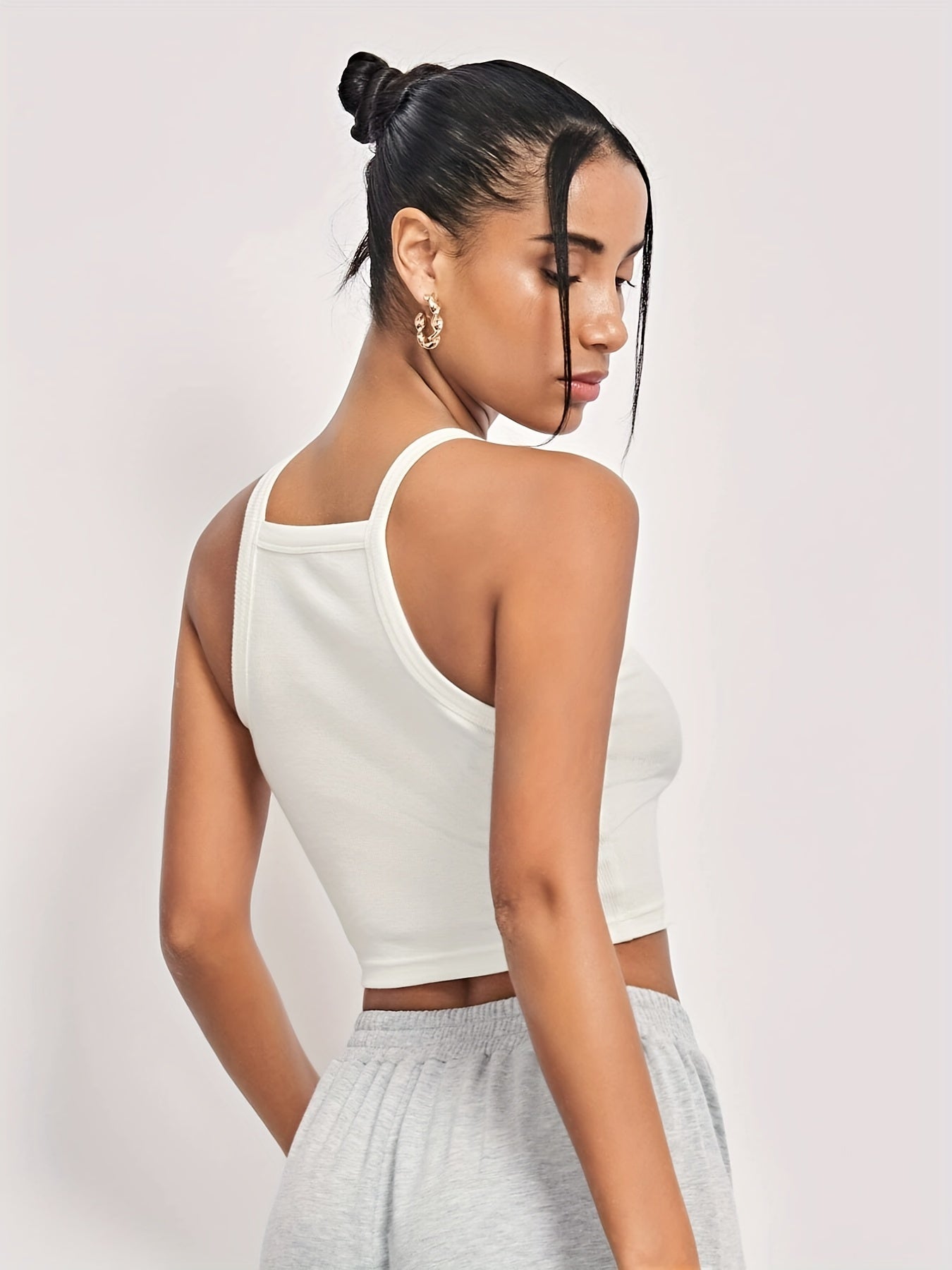 Ribbed Crop Spaghetti Strap Top Y2K Sexy Sleeveless Cami Top