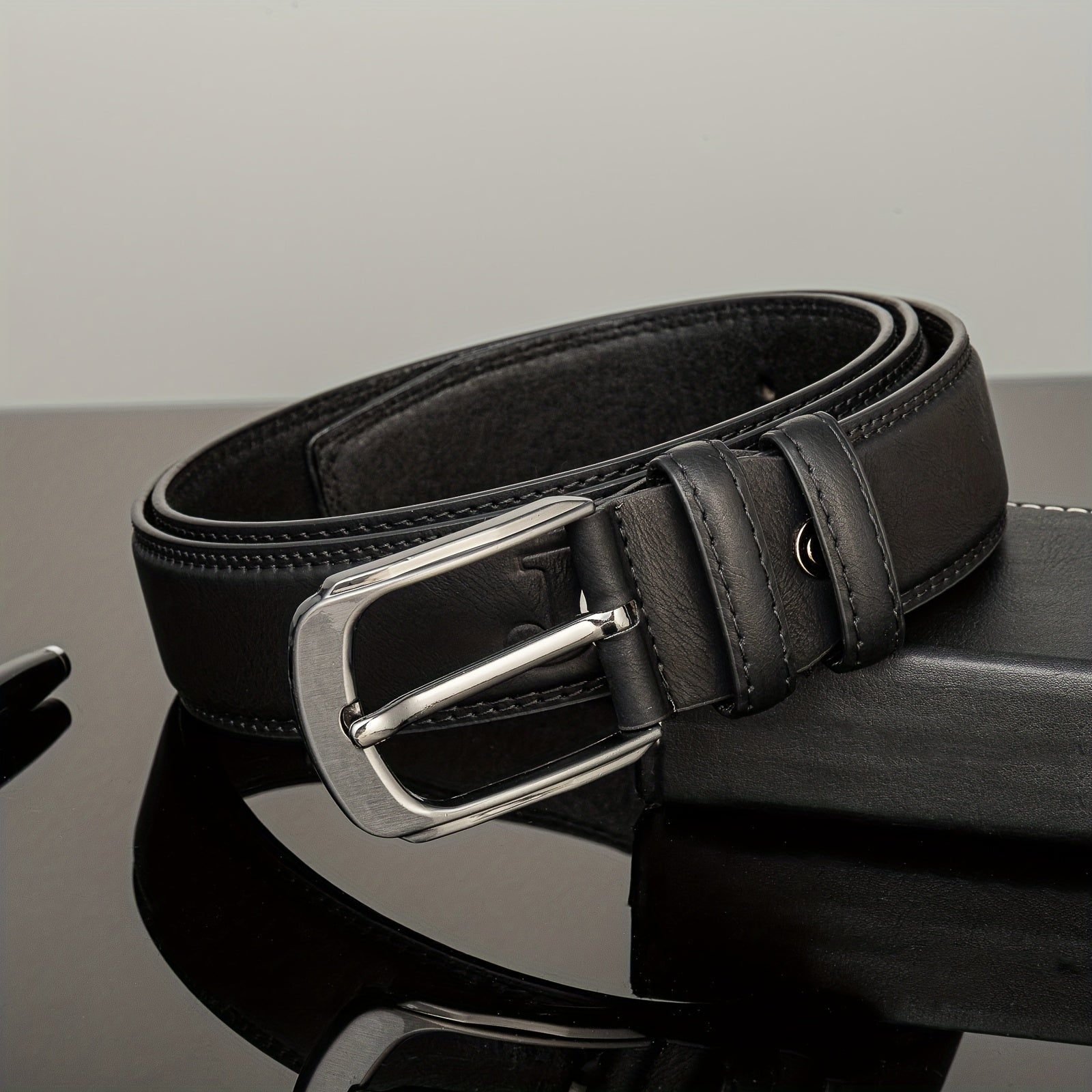 Men's Pin Buckle Belt PU Leather Belt Jeans Pants Waist Strap