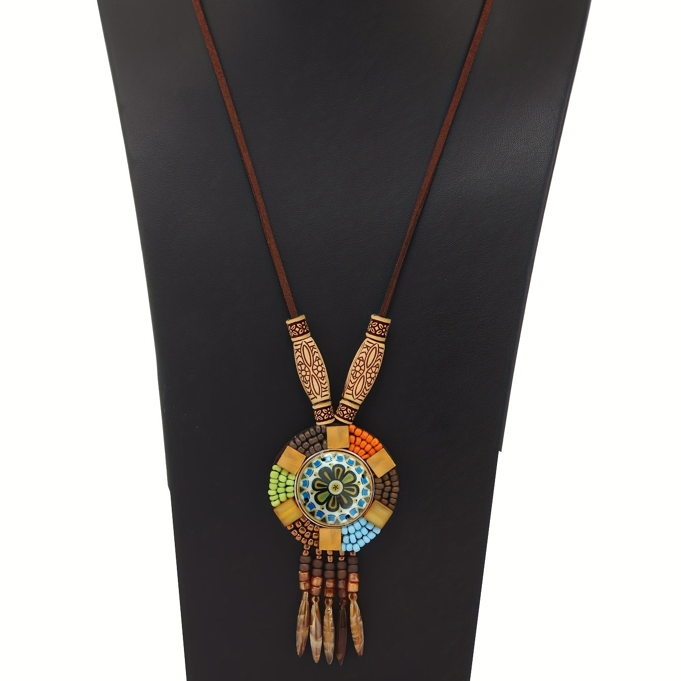 Vintage Long Sweater Chain Boho Resin Necklace Hand Braided Jewelry