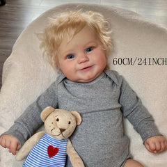 24 Inch 3D Paint Skin Art Reborn Smiling Baby Doll Toy