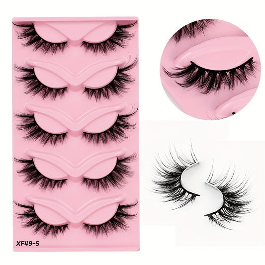 5 Pairs Fox Eye Lashes Natural Winged End Thick Eyelashes