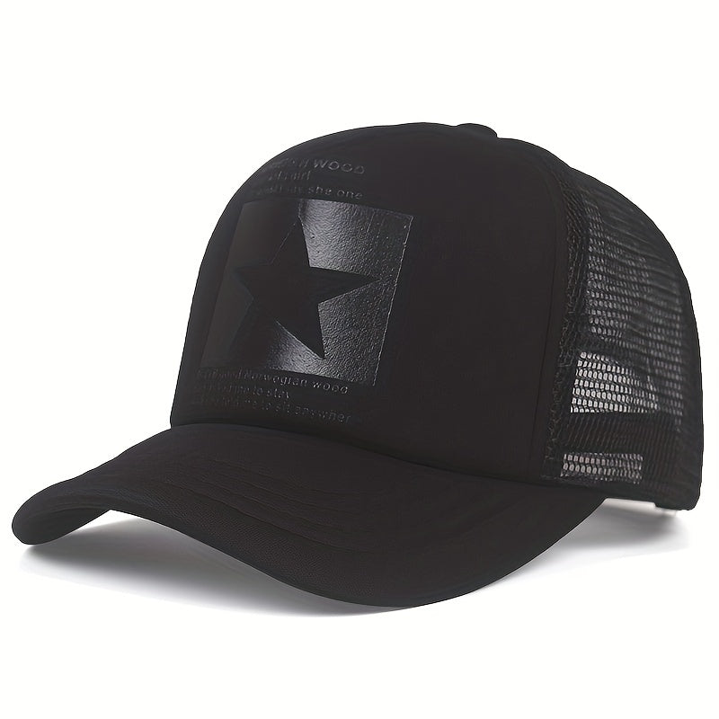 Pentagram Print Mesh Baseball Cap Unisex Trucker Hat Hip Hop Adjustable Dad Hat