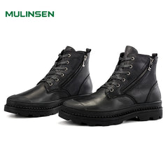 Men's Lace up Boots With Side Zipper Work Shoes