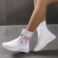 Women's Floral High Top Sock Boots Stretch Ankle Sneakers
