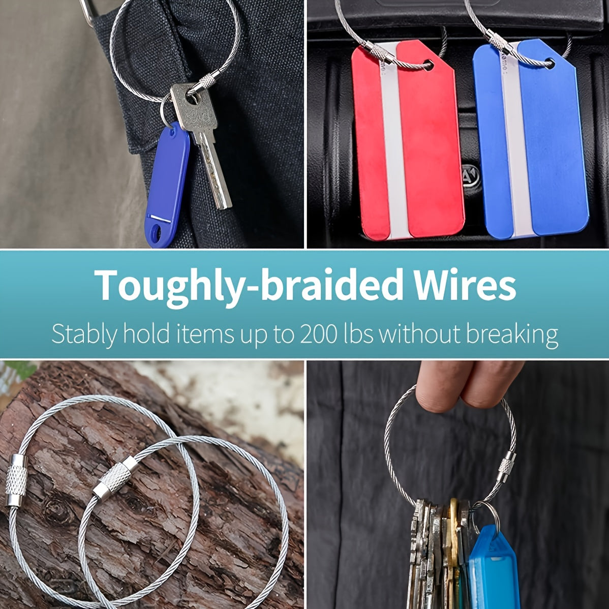 Stainless Steel Wire Keychain Cable Loop for Hiking