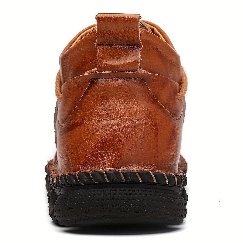 Men's Stitched Mid Top Zipper Boots Outdoor Shoes