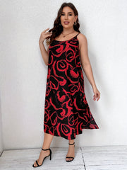  Boho Dress Women's Plus Abstract Stripe Print Maxi Cami Dress