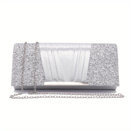 Glitter Clutch Wallet Flap Evening Bag Lightweight Shoulder Chain Bag
