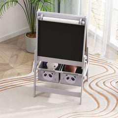Kids Easel with Paper Roll 3 in 1 Art Easel with Blackboard Whiteboard