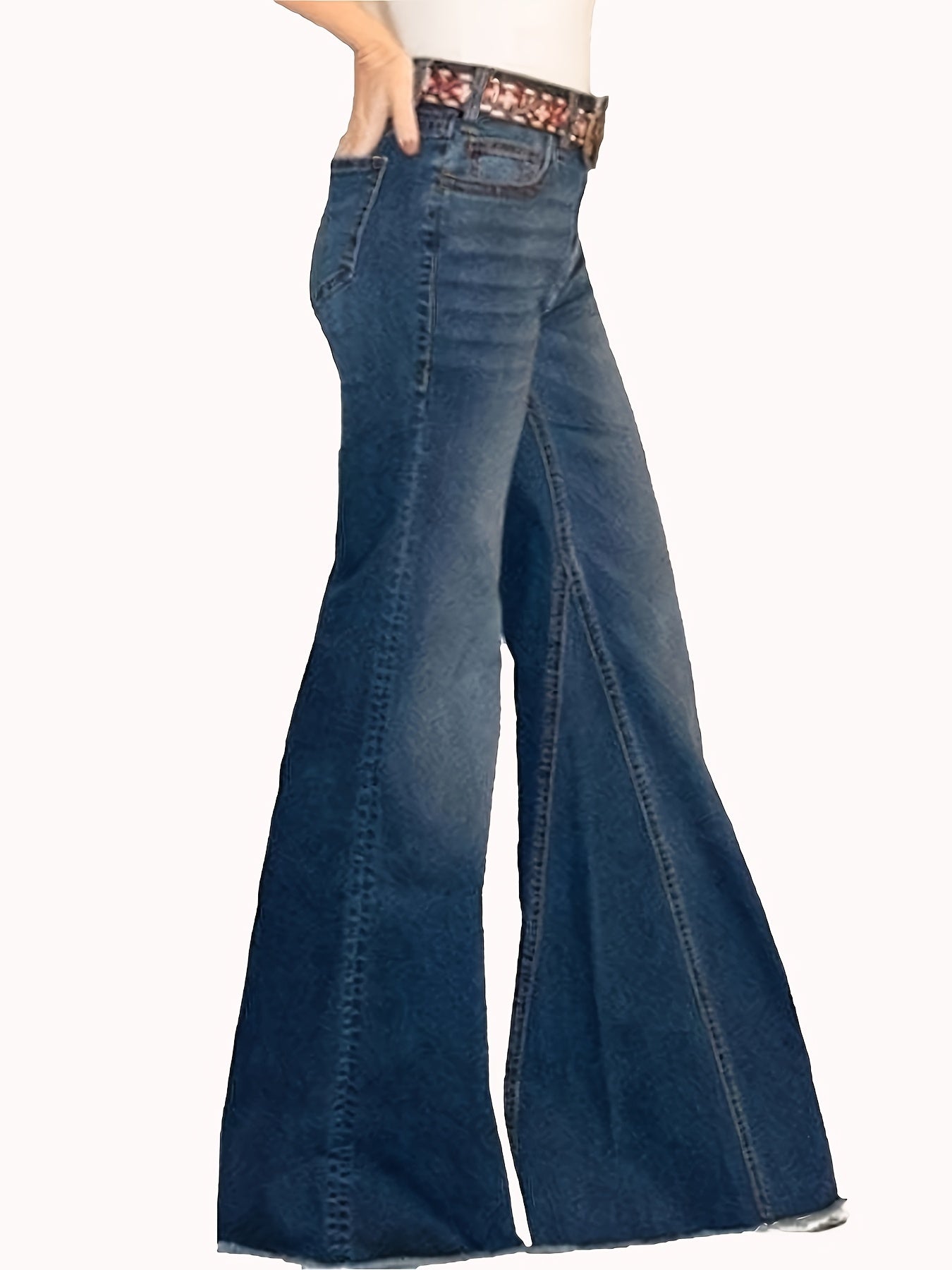  High Rise Non stretch Flared Leg Jeans