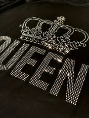 Women's Plus Rhinestone Crown & Letter Tee & Shorts Set