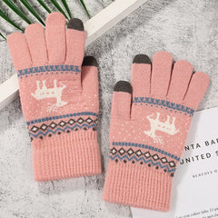 Christmas Couple Elk Gloves Unisex Touchscreen Thickened Warm Gloves