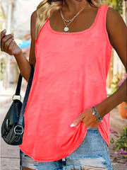  Solid Scoop Neck Tank Top