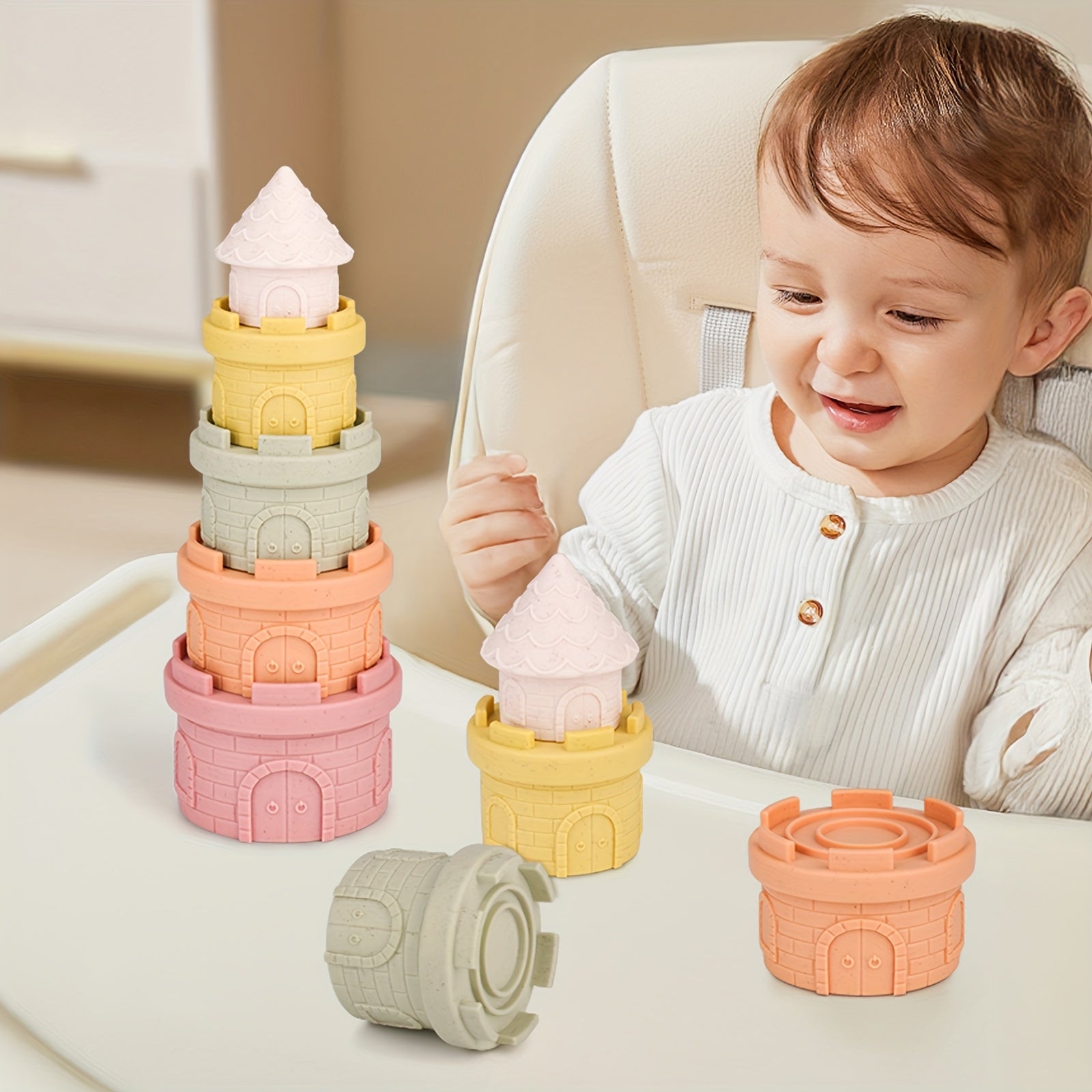 Silicone Stacking Toys Blocks Castle Nesting Educational Development