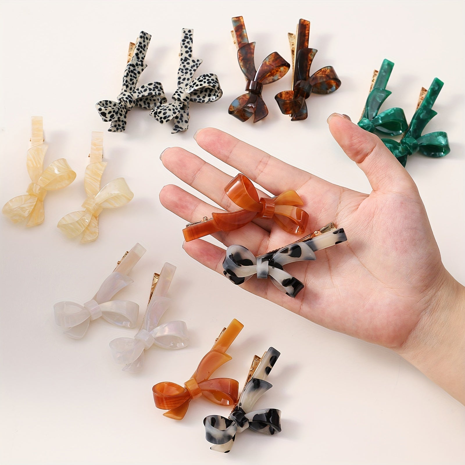 2pcs Gradient Bow Hair Clips for Women Girls