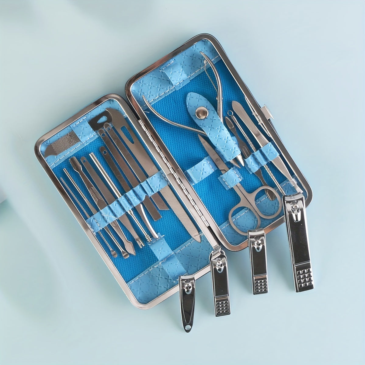 19 pcs Professional Stainless Steel Manicure Pedicure Set Nail Clippers Cutters