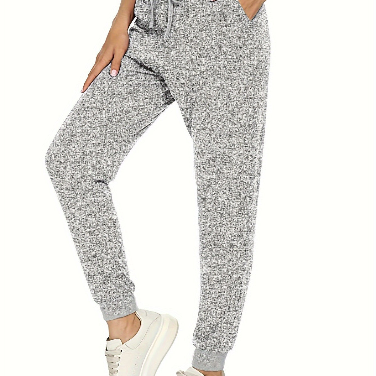  Solid Tie Front High Waist Joggers With Pockets
