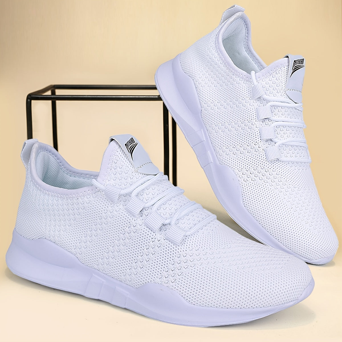 Men's Lightweight Knitted Running Shoes Breathable Sneakers One Size Bigger
