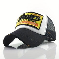 Women's Washed Mesh Baseball Cap Embroidered Snapback Outdoor Sun Hat