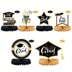 Graduation Season Doctoral Cap Honeycomb Ornaments Desktop Decoration Set