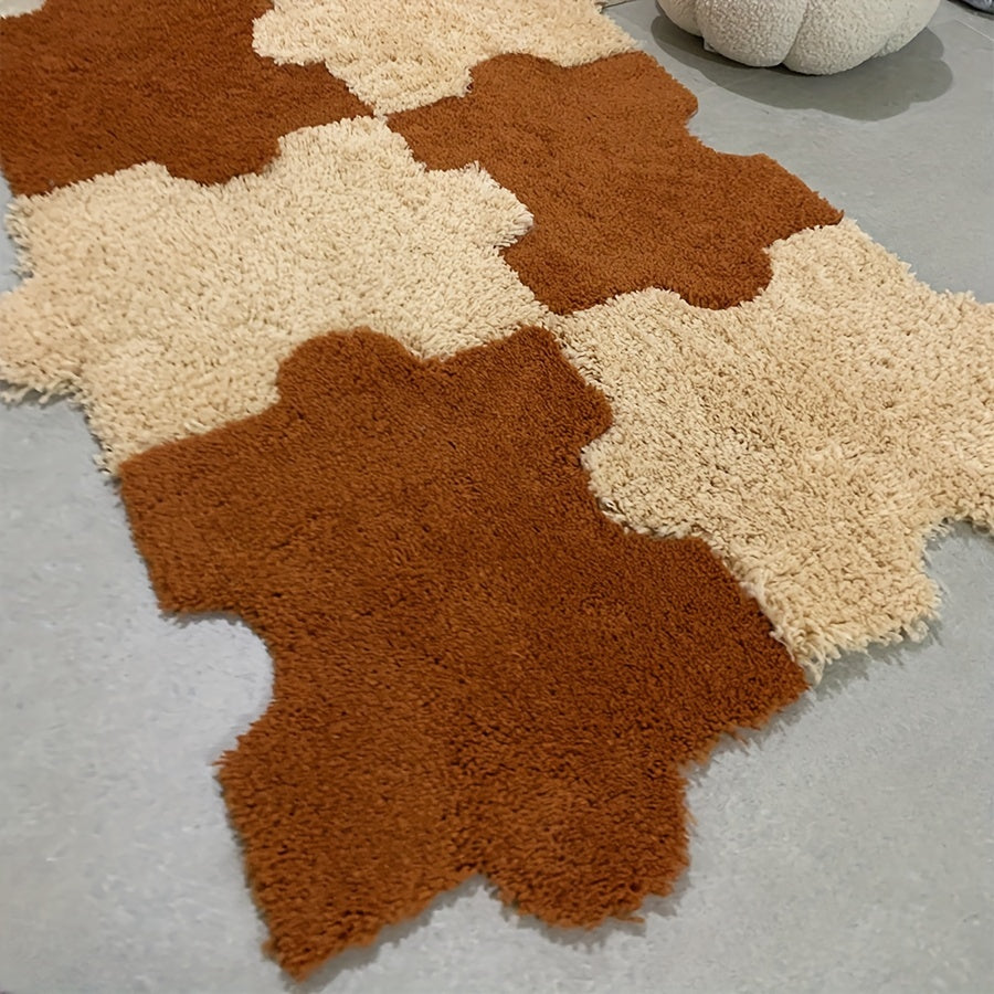 Plush Shag Puzzle Floor Mat - Interlocking Bay Window Carpet
