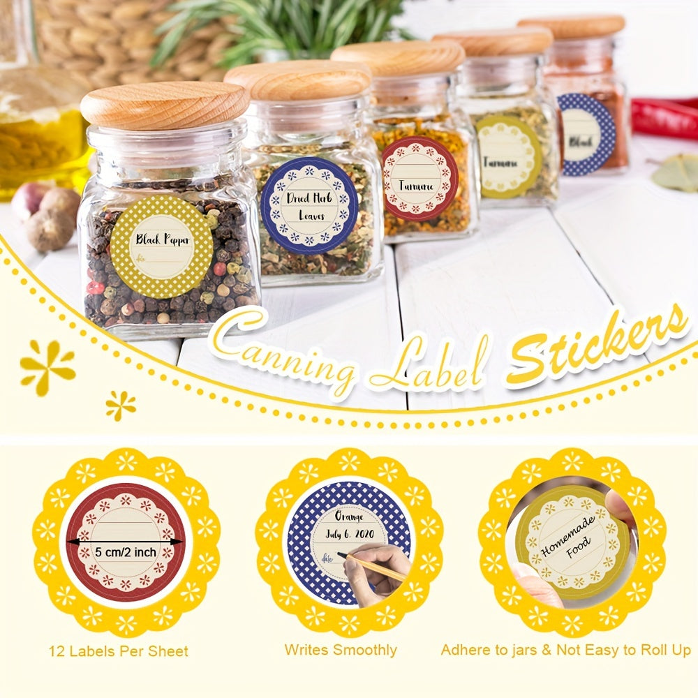 120pcs Canning Label Stickers Multicolored Self Adhesive Stickers For Jar Lids