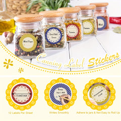 120pcs Canning Label Stickers Multicolored Self Adhesive Stickers For Jar Lids
