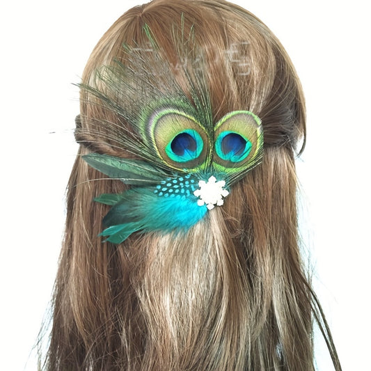 Peacock Feather Hair Clip Ornament Western Style Hair Accessories