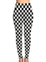 Plaid Print Sports Leggings High Stretch Yoga Running Pants