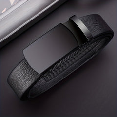 Men's Leather Belt with Automatic Buckle for Business and Wedding Season