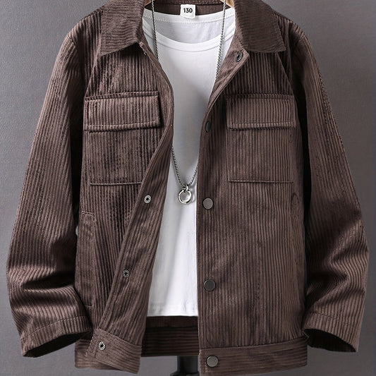 Boys Stand Collar Fleece Button Down Jacket