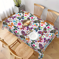 Colorful Butterfly Tablecloth Waterproof Round Table Cloth