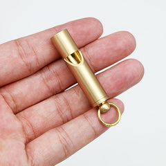 Vintage Brass Whistle Keychain Pendant Outdoor Camping Hiking