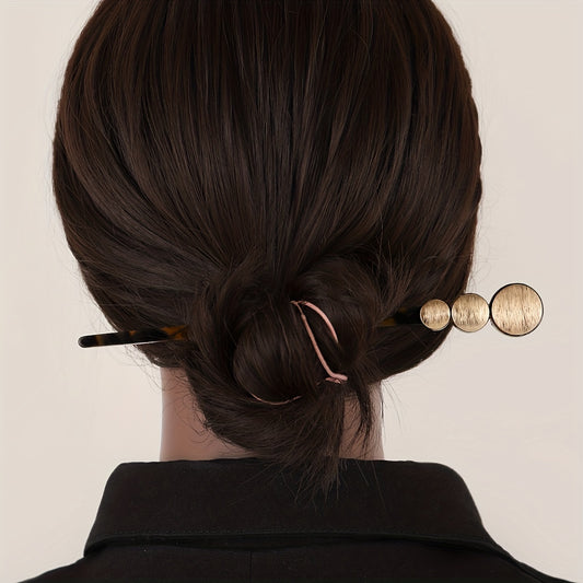 Leopard Pattern Hair Stick Alloy Hair Fork Style Hairpin for Women Girls