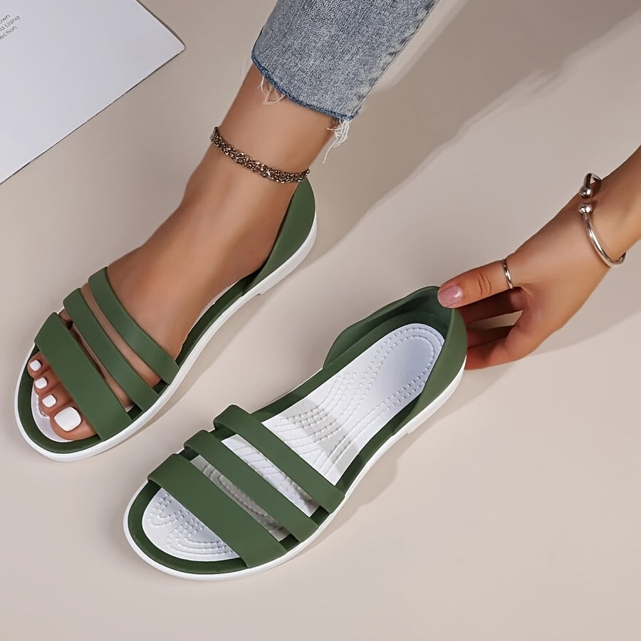 Women's Minimalist Flat Sandals Open Toe PVC Beach Slides
