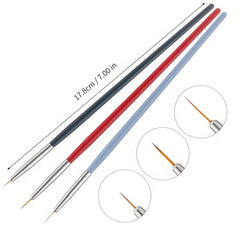3pcs Nylon Painting Brushes Wood Handle Paint Brush Fine Line Drawing Pen