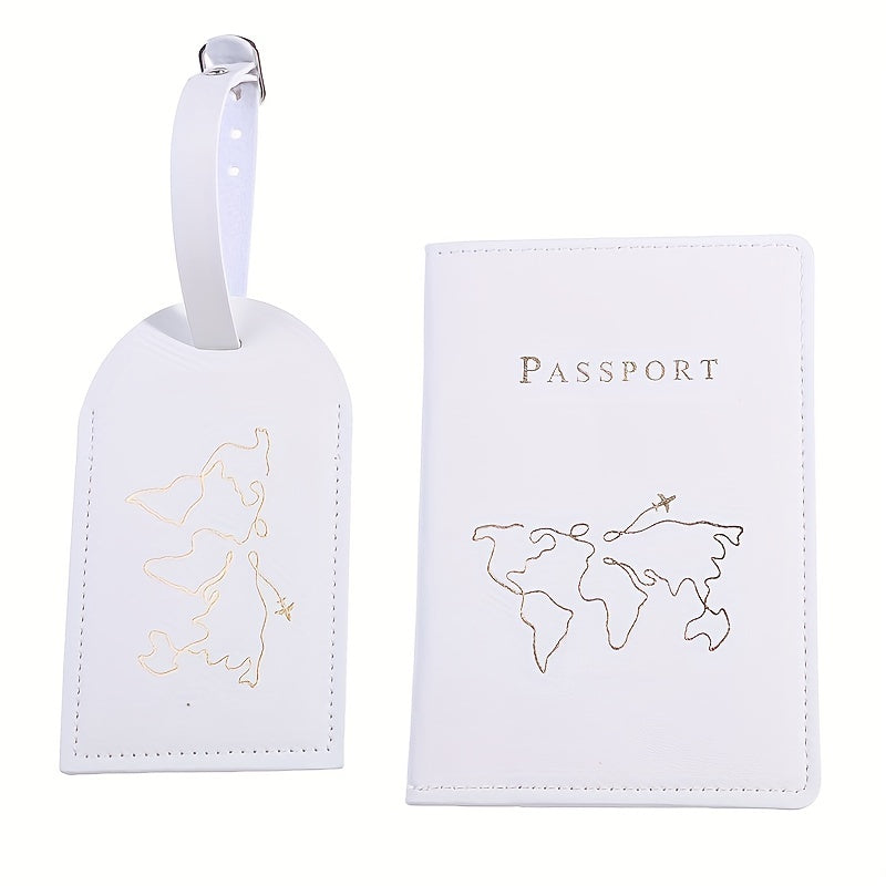 Map Pattern Passport Holder & Luggage Tag Set