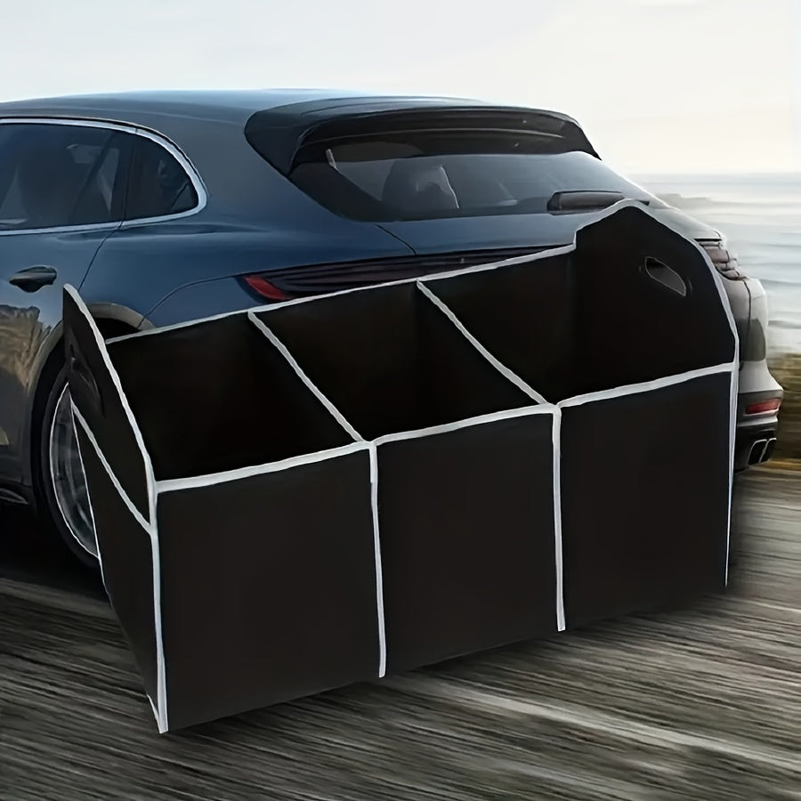 Car Trunk Storage Box Collapsible Organizer 3 Compartments Interior Accessories