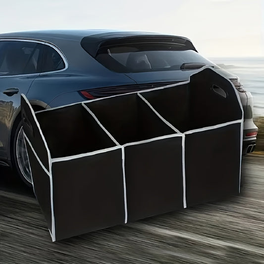 Car Trunk Storage Box Collapsible Organizer 3 Compartments Interior Accessories