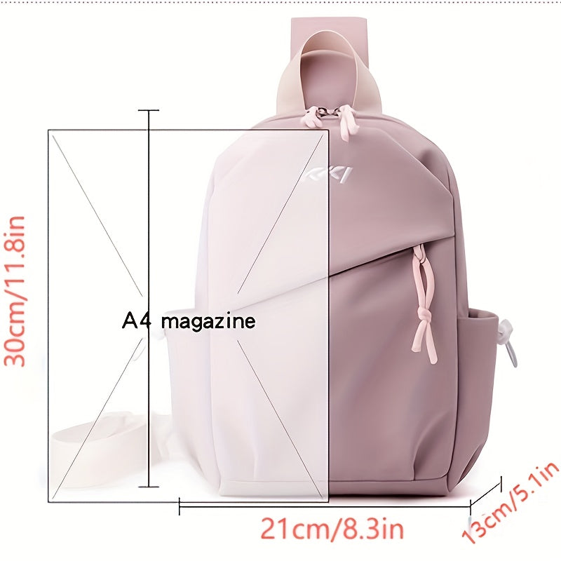 Casual Nylon Chest Bag Adjustable Strap Zipper Closure