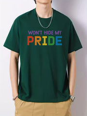 Colorful Letter Pattern Men's Graphic Cotton T-shirt