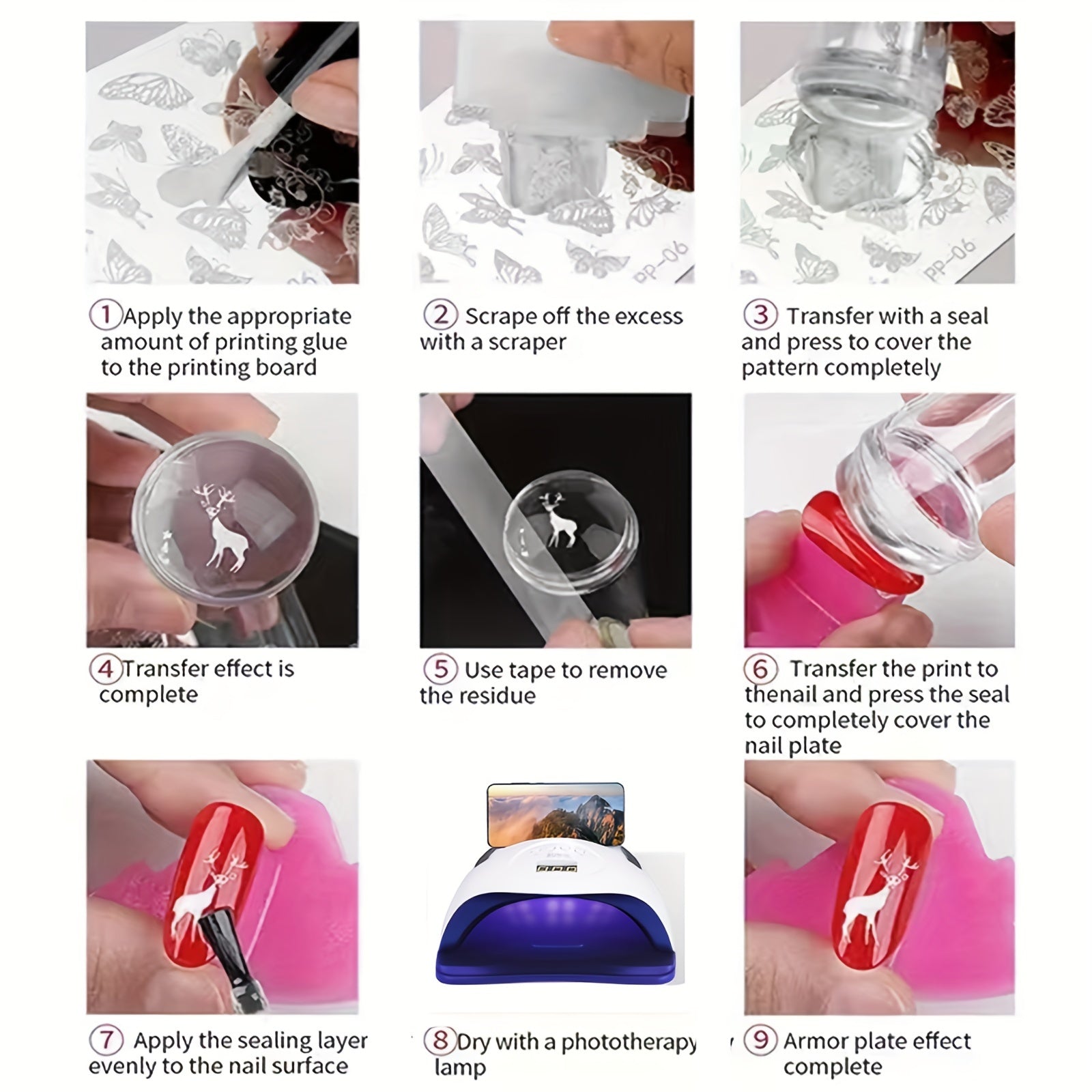 French Tip Nail Art Kit with Stamper & Scraper