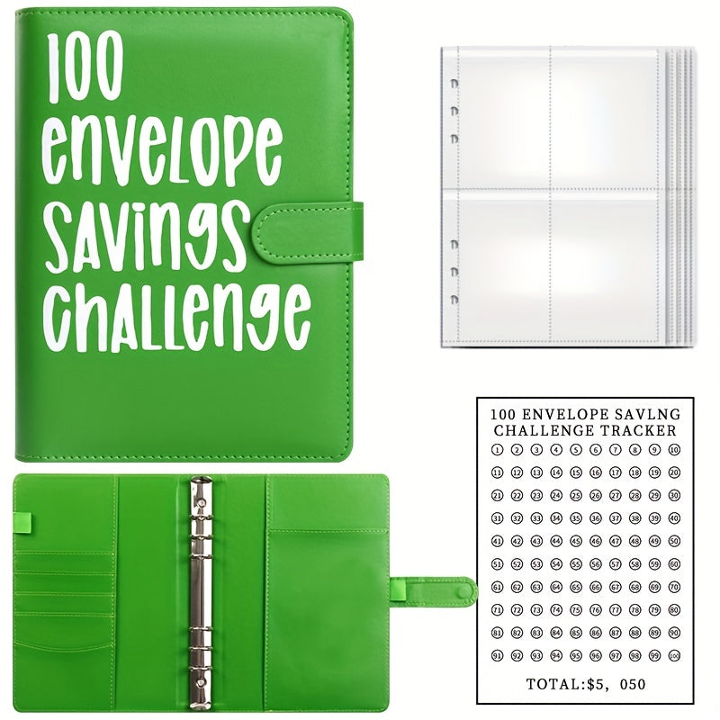 100 Envelopes Challenge Binder & Budget Binder with 25 Sheets Card Film