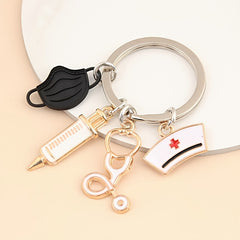 Car Nurse Doctor Mask Key Chain Support Medical Aid Staff