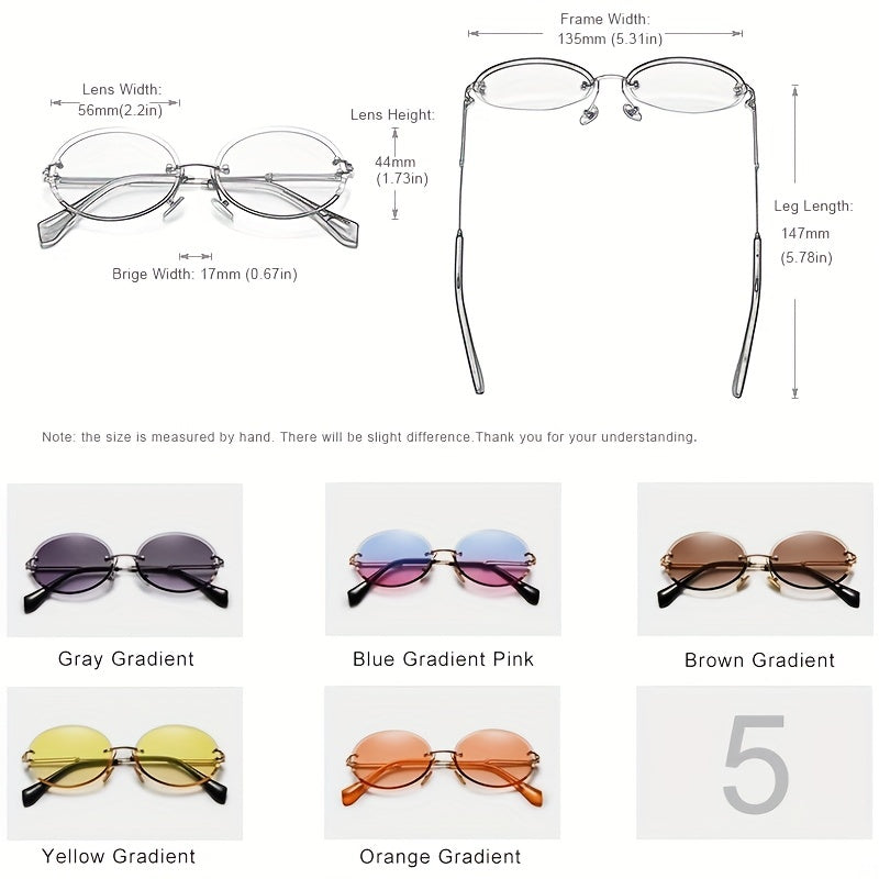 WIMN Oval Sunglasses Men Rimless Men Sun Glasses Vintage Alloy Frame