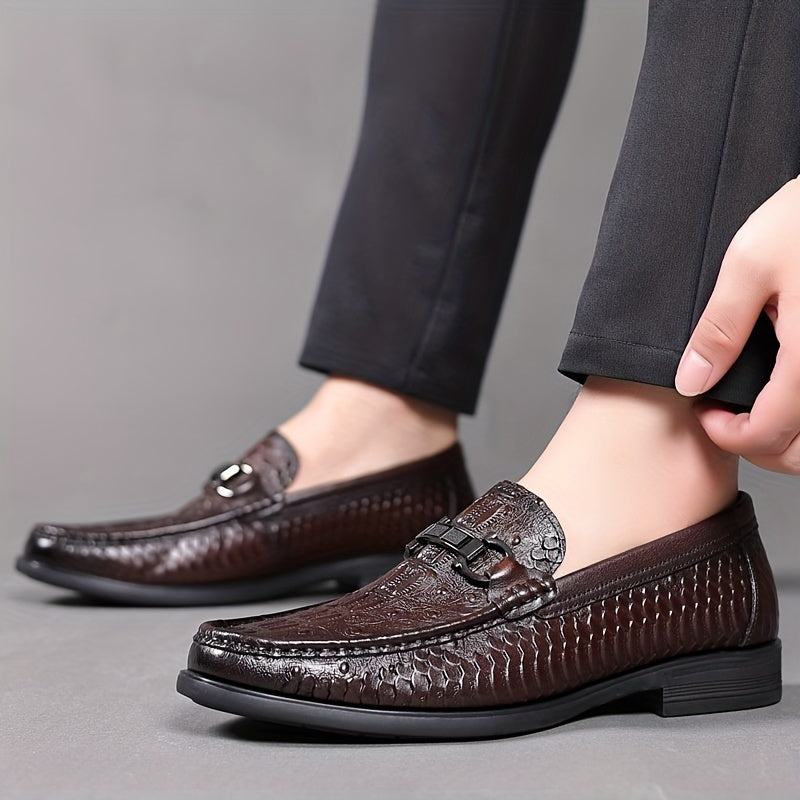 Men's Horsebit Loafer Slip On Textured Shoes