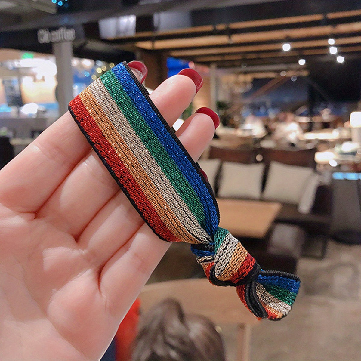 10pcs Rainbow Hair Rope Tie Hair Leopard Leather Band Head Rope