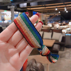 10pcs Rainbow Hair Rope Tie Hair Leopard Leather Band Head Rope