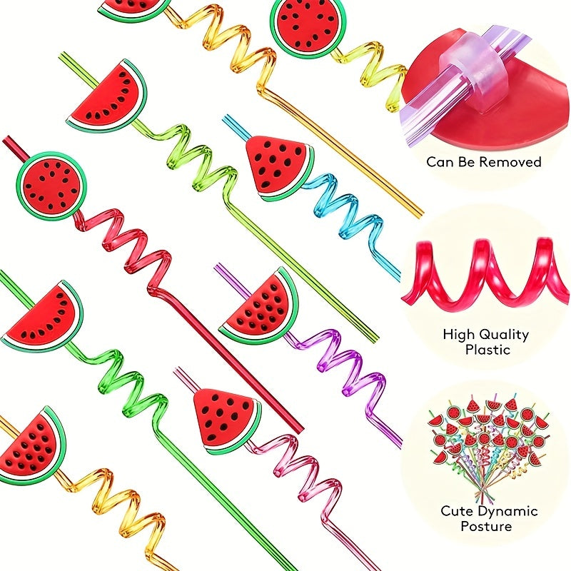 Watermelon Fruit Drinking Straws 4pcs for Hawaiian Birthday Decor